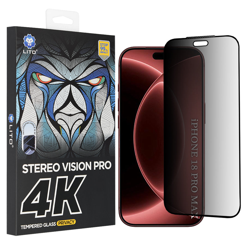 Zaštitna folija za ekran Privacy Lito D+ Max 4K za Apple iPhone 18 Pro Max, Kaljeno staklo, Full Glue