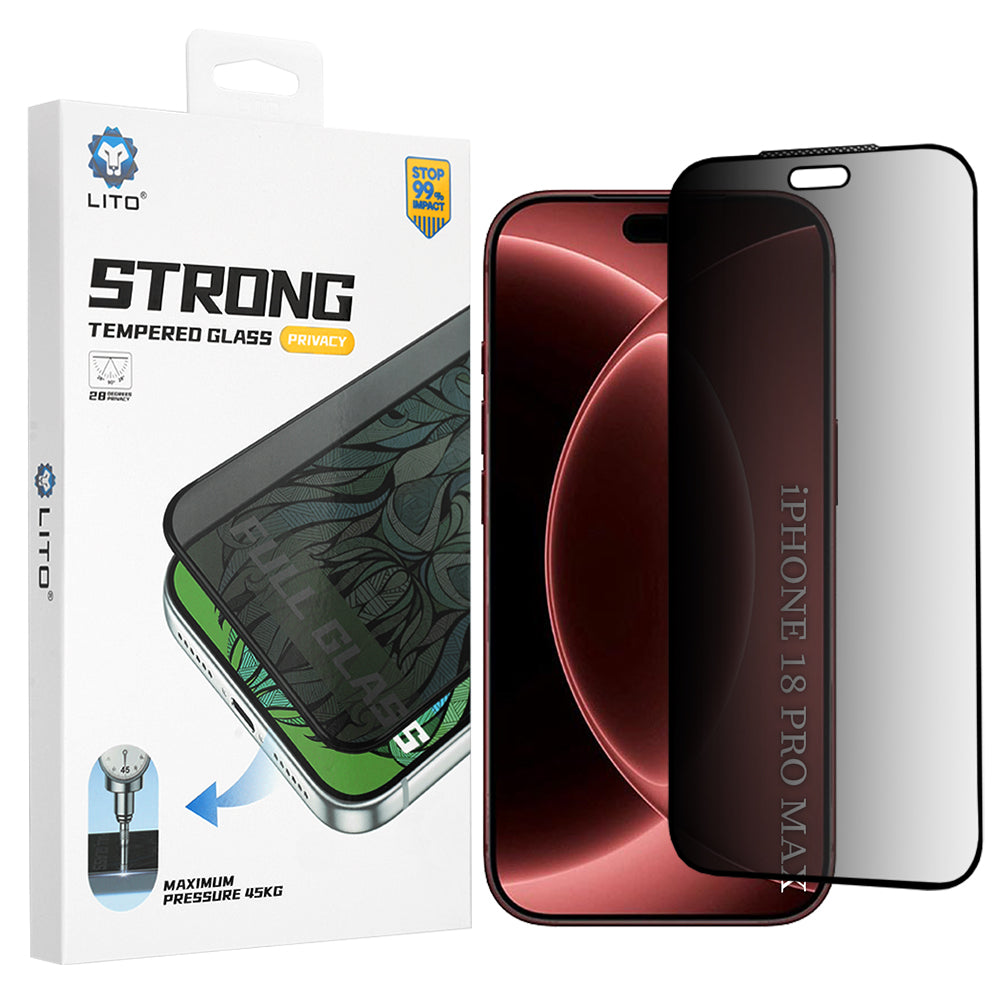 Zaštitna folija za ekran Privacy Lito D+ Max Strong za Apple iPhone 18 Pro Max, Kaljeno staklo, Full Glue