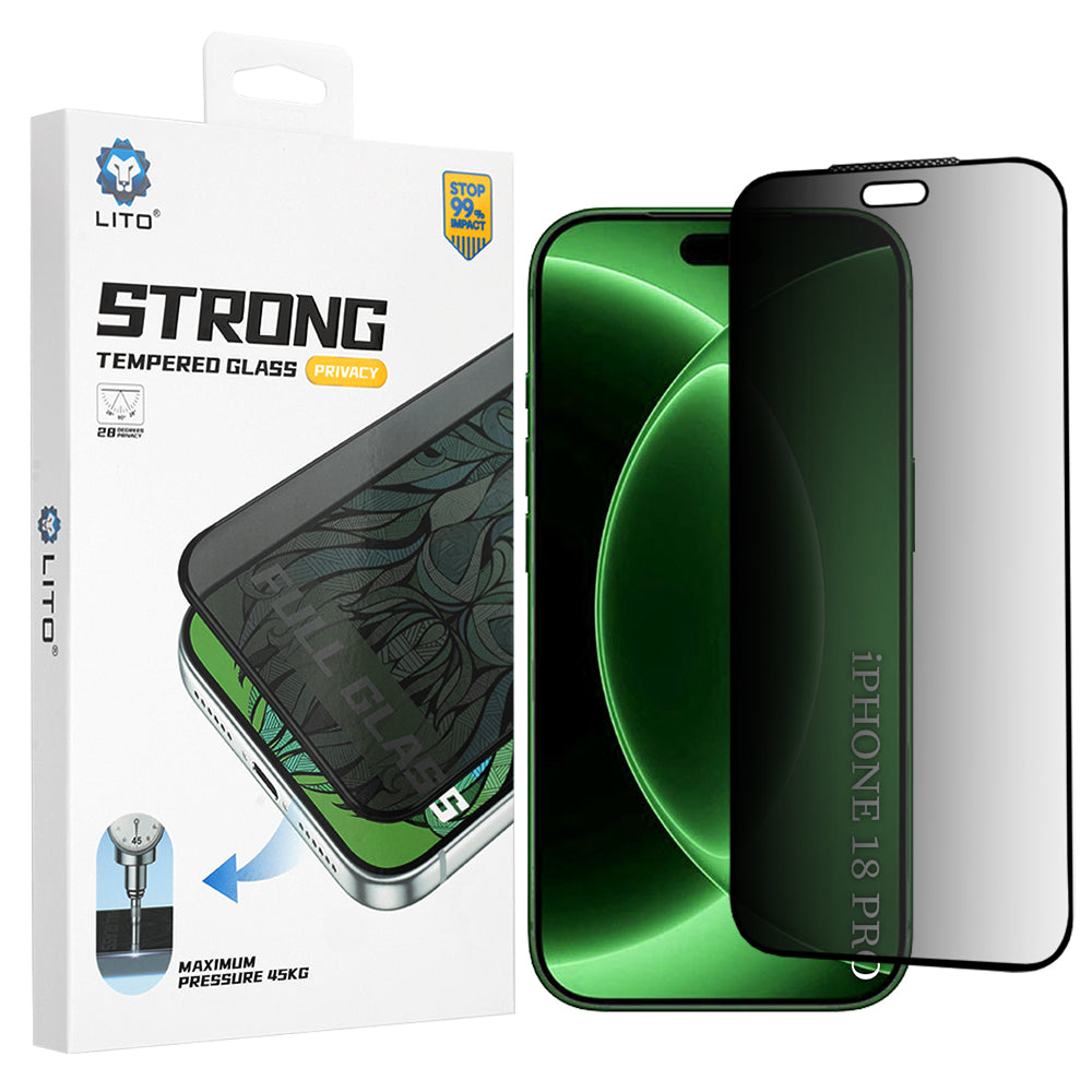 Zaštitna folija za ekran Privacy Lito D+ Max Strong za Apple iPhone 18 Pro, Kaljeno staklo, Full Glue