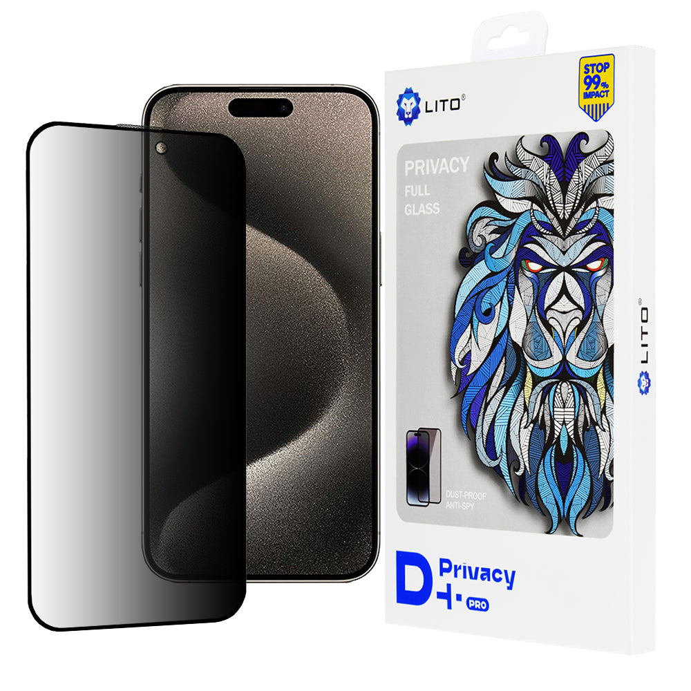 Zaštitna folija za ekran Privacy Lito D+ Pro za Apple iPhone 15 Pro Max, Kaljeno staklo, Full Glue