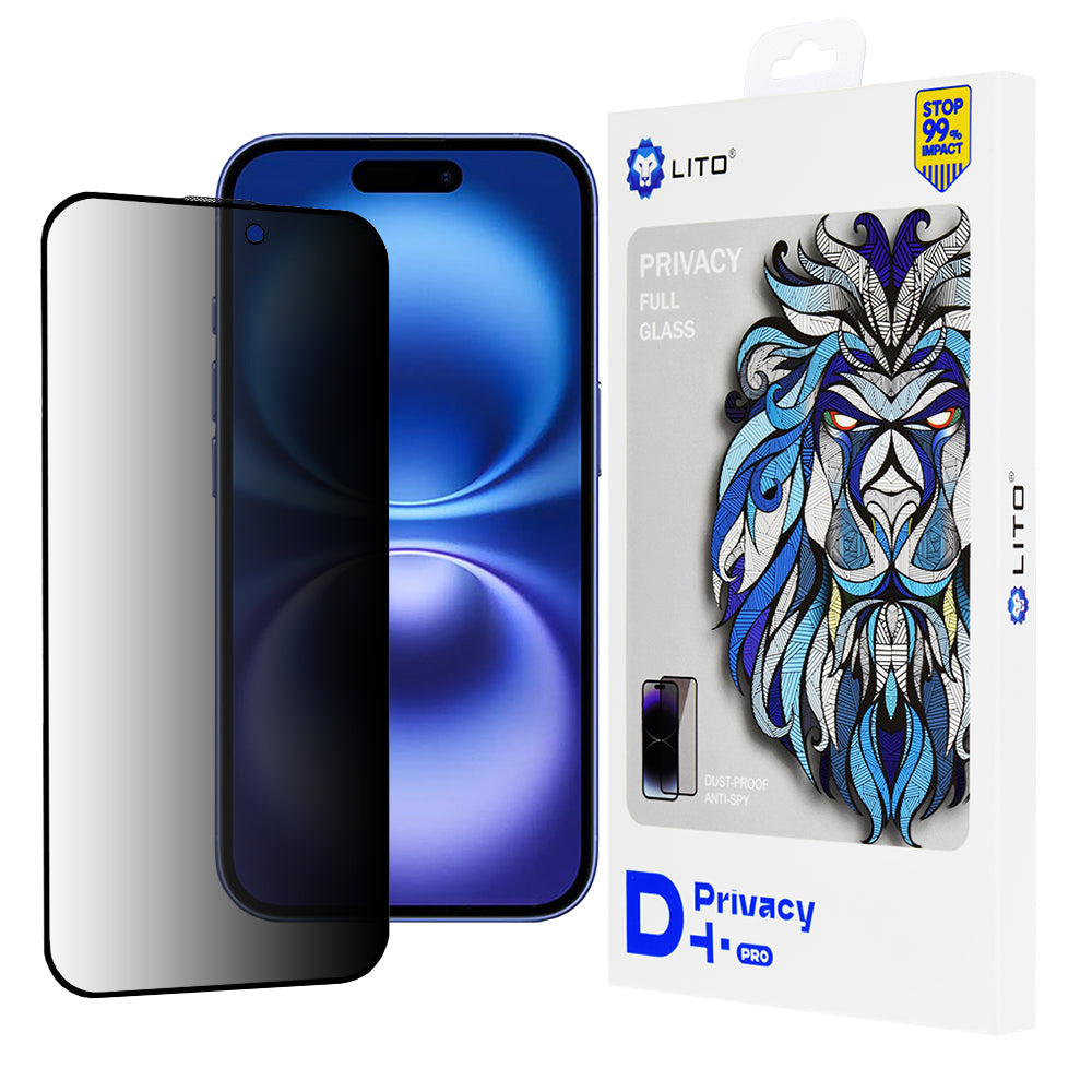 Zaštitna folija Ekran Privacy Lito D+ Pro za Apple iPhone 16, Kaljeno staklo, Full Glue