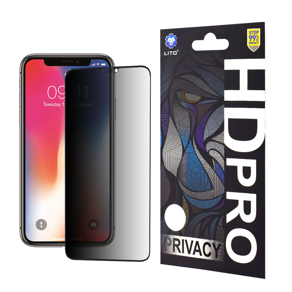 Zaštitna folija Ekran Privacy Lito HD Pro za Apple iPhone 11 Pro / XS / X, Kaljeno Staklo, Full Glue