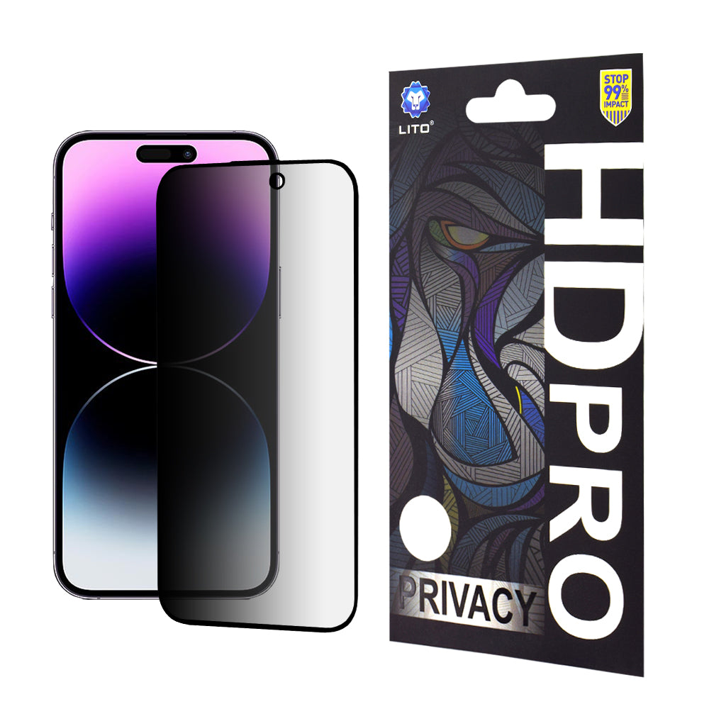 Zaštitna folija Ekran Privacy Lito HD Pro za Apple iPhone 14 Pro Max, Kaljeno staklo, Full Glue