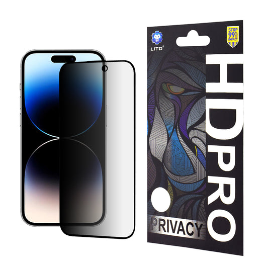 Zaštitna folija Ekran Privacy Lito HD Pro za Apple iPhone 14 Pro, Kaljeno staklo, Full Glue