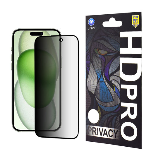Zaštitna folija Ekran Privacy Lito HD Pro za Apple iPhone 15 Plus, Kaljeno Staklo, Full Glue