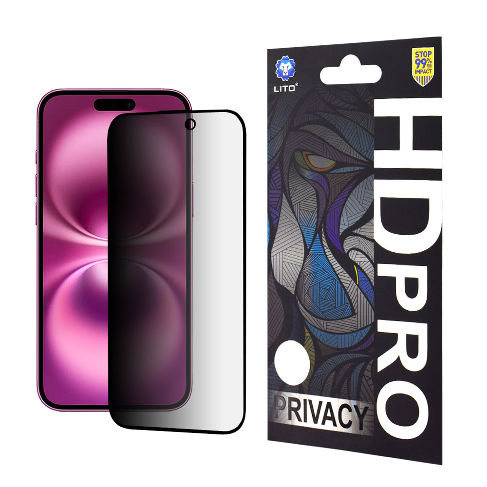 Zaštitna folija Ekran Privacy Lito HD Pro za Apple iPhone 16 Plus, Kaljeno Staklo, Full Glue