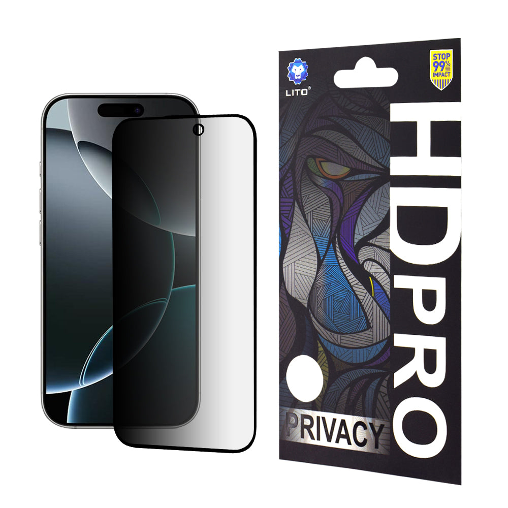 Zaštitna folija Ekran Privacy Lito HD Pro za Apple iPhone 16 Pro, Kaljeno Staklo, Full Glue