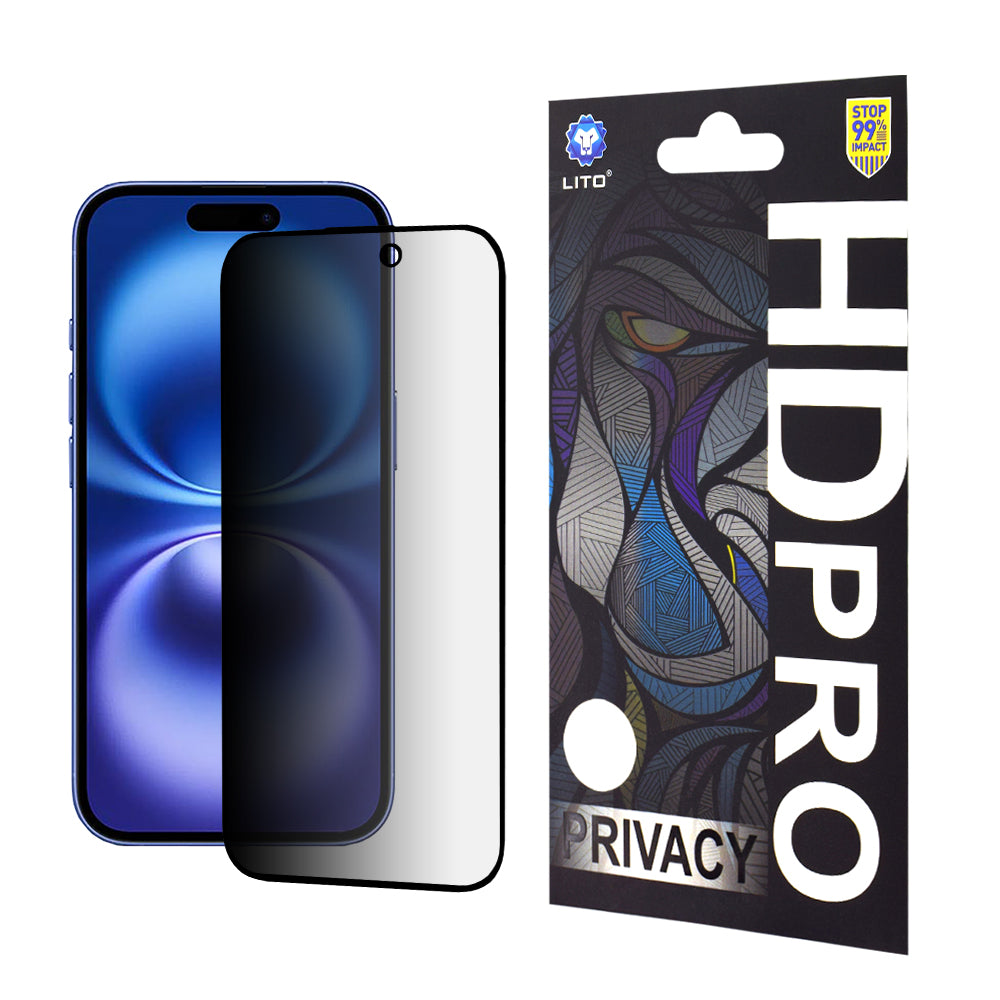 Zaštitna folija Ekran Privacy Lito HD Pro za Apple iPhone 16, Kaljeno Staklo, Full Glue