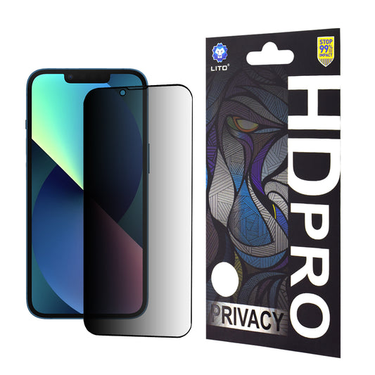 Zaštitna folija Ekran Privacy Lito HD Pro za Apple iPhone 17e / 16e / 14 / 13 Pro, Kaljeno staklo, Full Glue