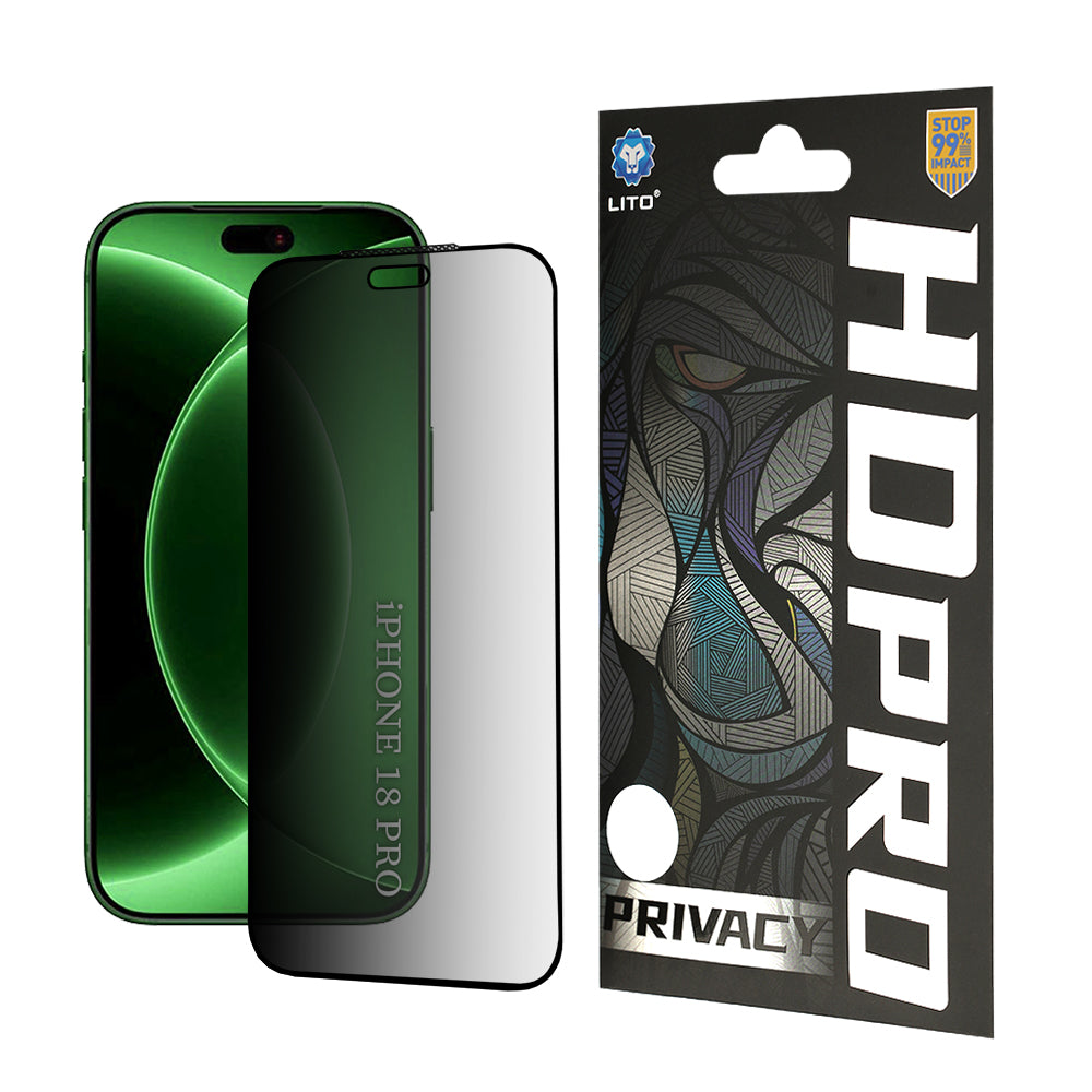Zaštitna folija Ekran Privacy Lito HD Pro za Apple iPhone 18 Pro, Kaljeno Staklo, Full Glue
