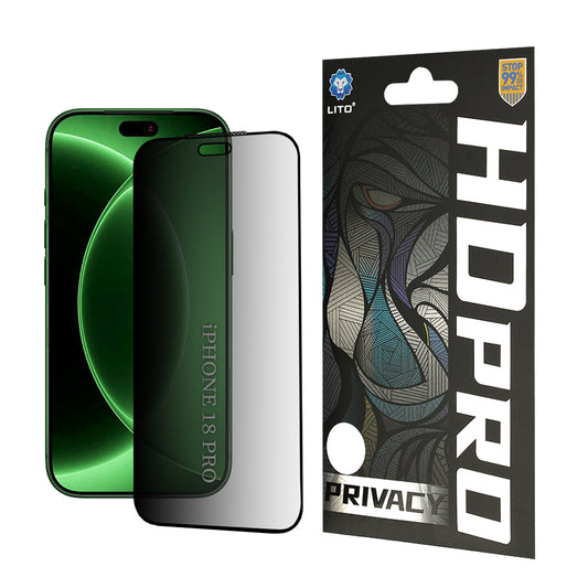 Zaštitna folija Ekran Privacy Lito HD Pro za Apple iPhone 18 Pro, Kaljeno Staklo, Full Glue