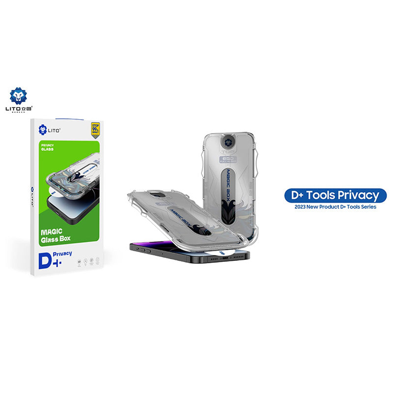 Folija za zaštitu ekrana Privacy Lito Magic Glass Box D+ Tools za Apple iPhone 14 Pro Max, Kaljeno staklo, Full Glue