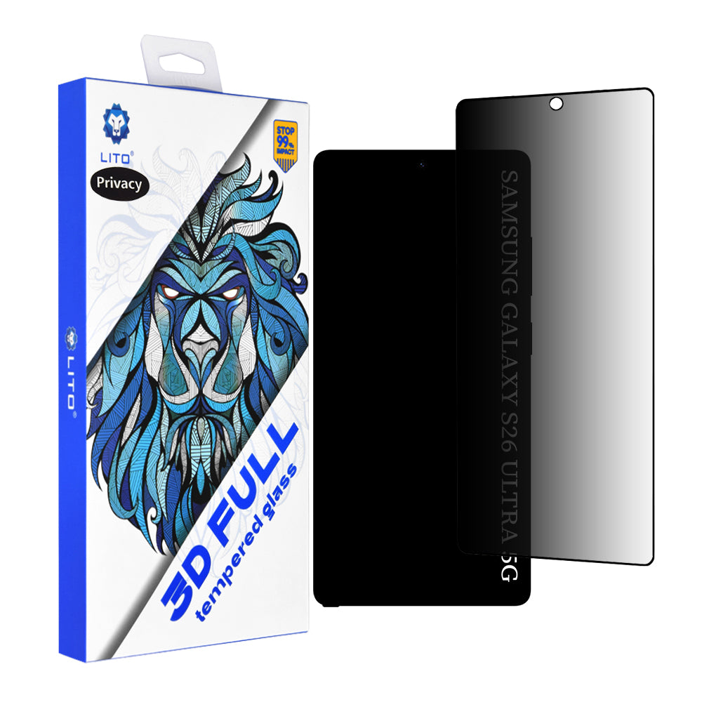 Folija za zaštitu ekrana Privacy Lito za Samsung Galaxy S26 Ultra, Kaljeno staklo, Full Glue, 3D
