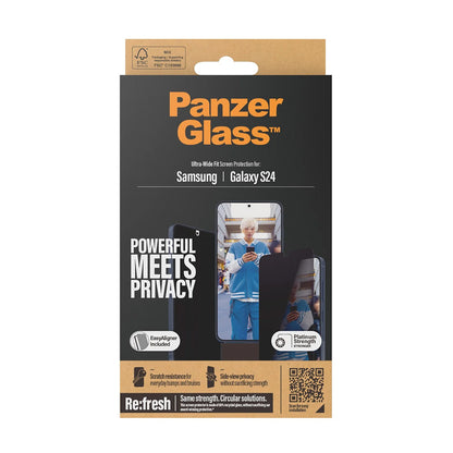 Folija za zaštitu ekrana Privacy PanzerGlass Ultra-Wide Fit EasyAligner za Samsung Galaxy S24 S921, Kaljeno staklo, Full Glue