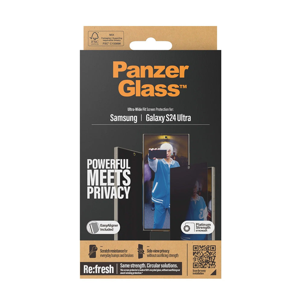 Folija za zaštitu ekrana Privacy PanzerGlass Ultra-Wide Fit EasyAligner za Samsung Galaxy S24 Ultra S928, Kaljeno staklo, Full Glue
