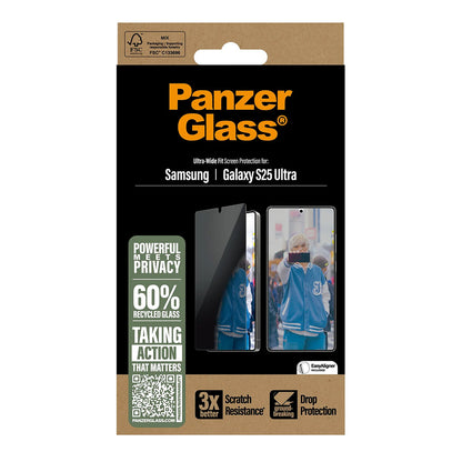 Folija za zaštitu ekrana Privacy PanzerGlass Ultra-Wide Fit za Samsung Galaxy S25 Ultra S938, Kaljeno staklo, Full Glue