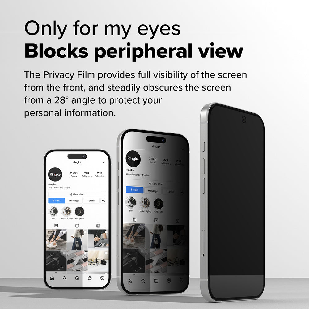 Folija za zaštitu ekrana Privacy Ringke Easy Slide za Apple iPhone 16 Plus / 15 Plus, Kaljeno staklo, Full Glue, Set 2 komada