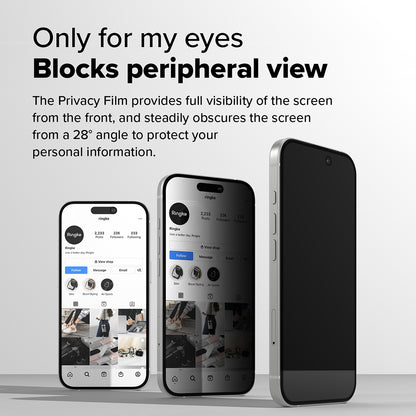Folija za zaštitu ekrana Privacy Ringke Easy Slide za Apple iPhone 16 Plus / 15 Plus, Kaljeno staklo, Full Glue, Set 2 komada