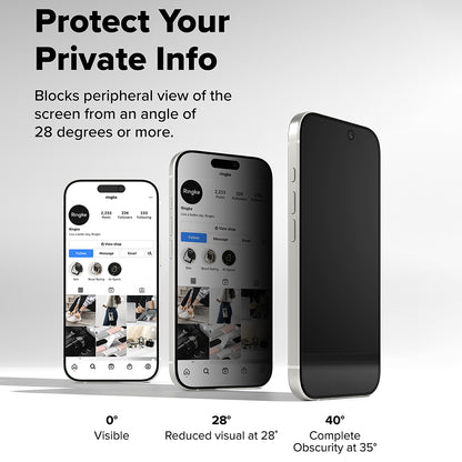 Zaštitna folija za ekran Privacy Ringke Easy Slide za Apple iPhone 17 Pro Max, Kaljeno staklo, Full Glue, Set od 2 komada