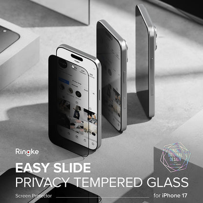Zaštitna folija za ekran Privacy Ringke Easy Slide za Apple iPhone 17 Pro Max, Kaljeno staklo, Full Glue, Set od 2 komada