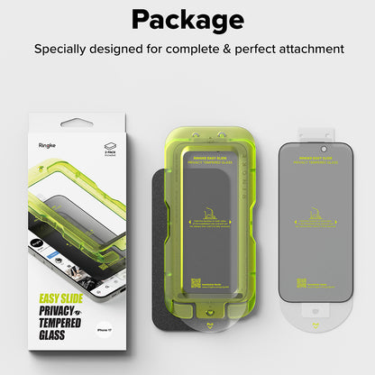 Zaštitna folija za ekran Privacy Ringke Easy Slide za Apple iPhone 17 Pro, Kaljeno staklo, Full Glue, Set od 2 komada
