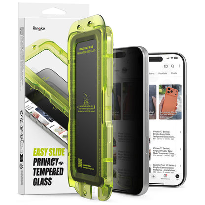 Zaštitna folija za ekran Privacy Ringke Easy Slide za Apple iPhone 18 Pro, Kaljeno staklo, Full Glue, Set od 2 komada