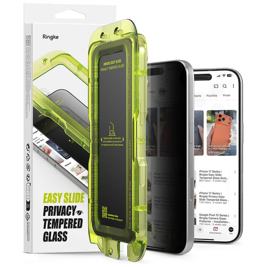 Zaštitna folija za ekran Privacy Ringke Easy Slide za Apple iPhone 18 Pro, Kaljeno staklo, Full Glue, Set od 2 komada