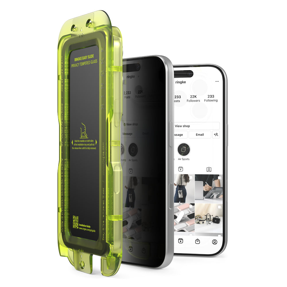 Zaštitna folija za ekran Privacy Ringke Easy Slide za Apple iPhone 18 Pro, Kaljeno staklo, Full Glue, Set od 2 komada
