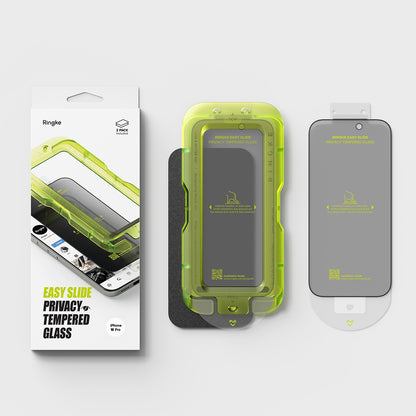 Zaštitna folija za ekran Privacy Ringke Easy Slide za Apple iPhone 18 Pro, Kaljeno staklo, Full Glue, Set od 2 komada
