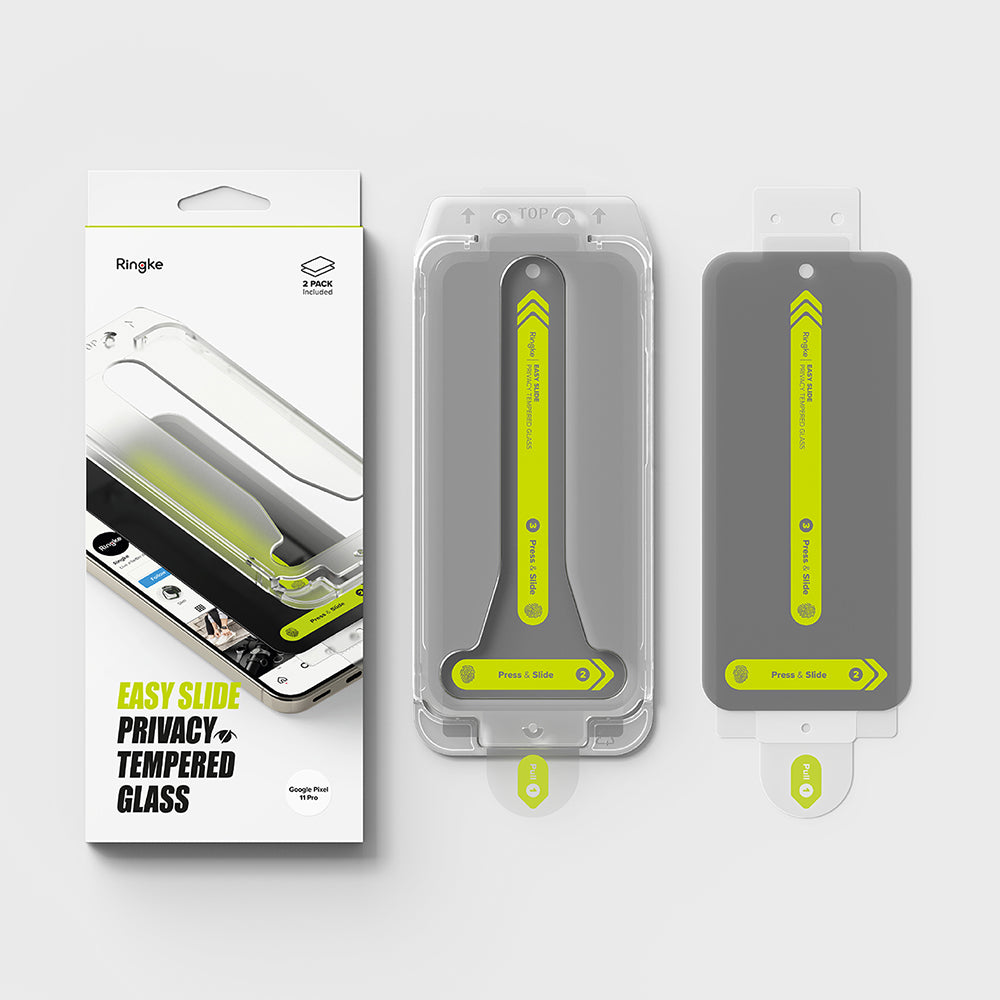Zaštitna folija Ekran Privacy Ringke Easy Slide za Google Pixel 11 Pro / 10 Pro / 9 Pro, Kaljeno Staklo, Full Glue, Set 2 komada
