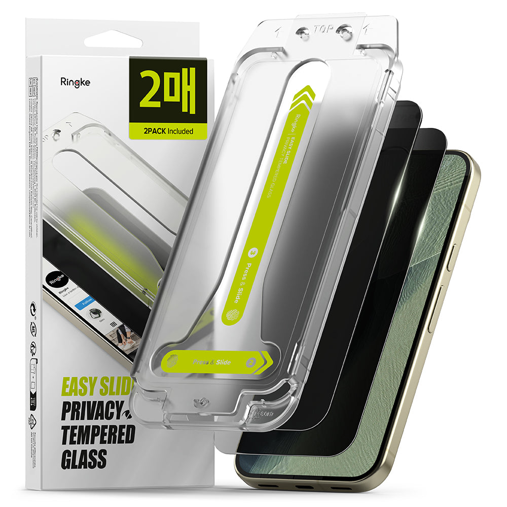 Zaštitna folija za ekran Privacy Ringke Easy Slide za Google Pixel 11 Pro XL / 10 Pro XL / 9 Pro XL, Kaljeno staklo, Full Glue, Set od 2 komada