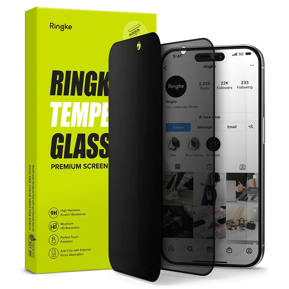 Folija za zaštitu ekrana Privacy Ringke za Apple iPhone 15 Pro, Kaljeno staklo, Full Glue