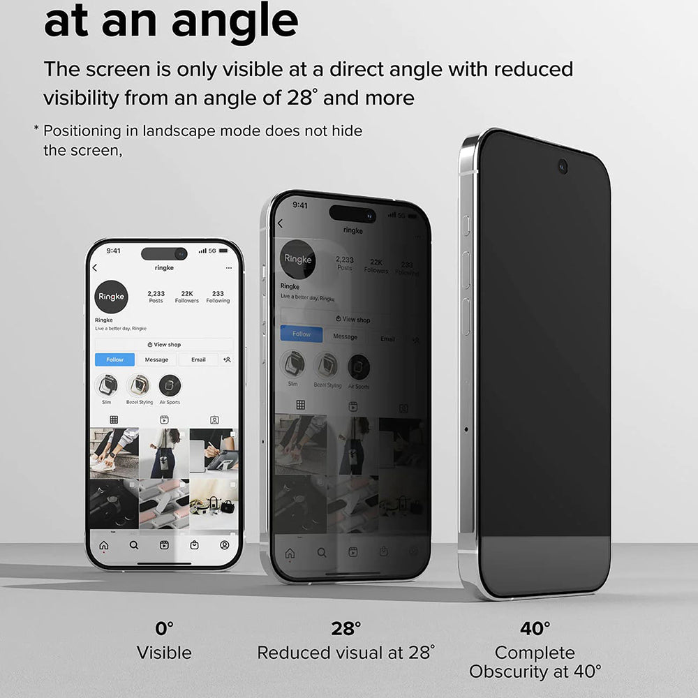 Folija za zaštitu ekrana Privacy Ringke za Apple iPhone 15 Pro, Kaljeno staklo, Full Glue