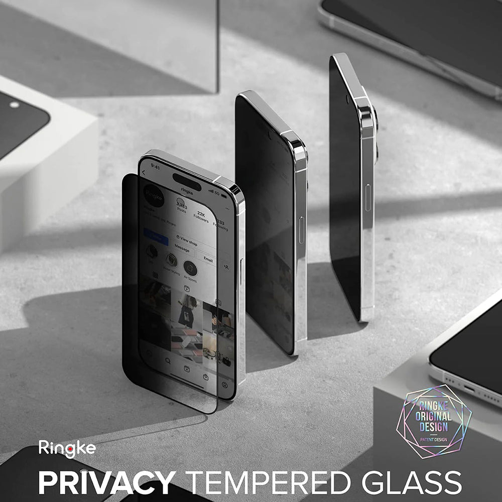 Folija za zaštitu ekrana Privacy Ringke za Apple iPhone 15 Pro, Kaljeno staklo, Full Glue