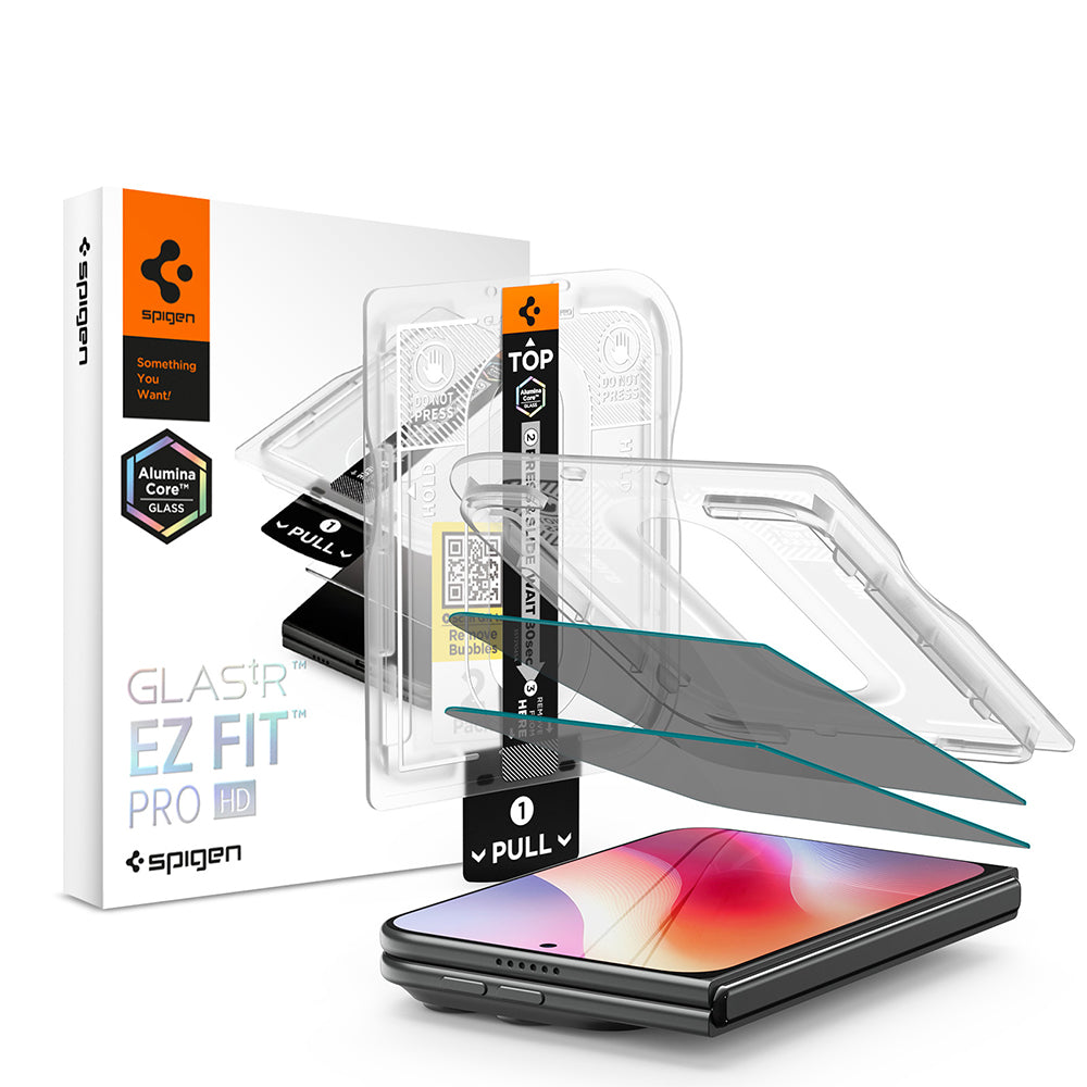 Zaštitna folija za ekran Privacy Spigen GlastR EZ FIT Pro HD za Apple iPhone Duo, Kaljeno staklo, Full Glue, Set od 2 komada AGL12015