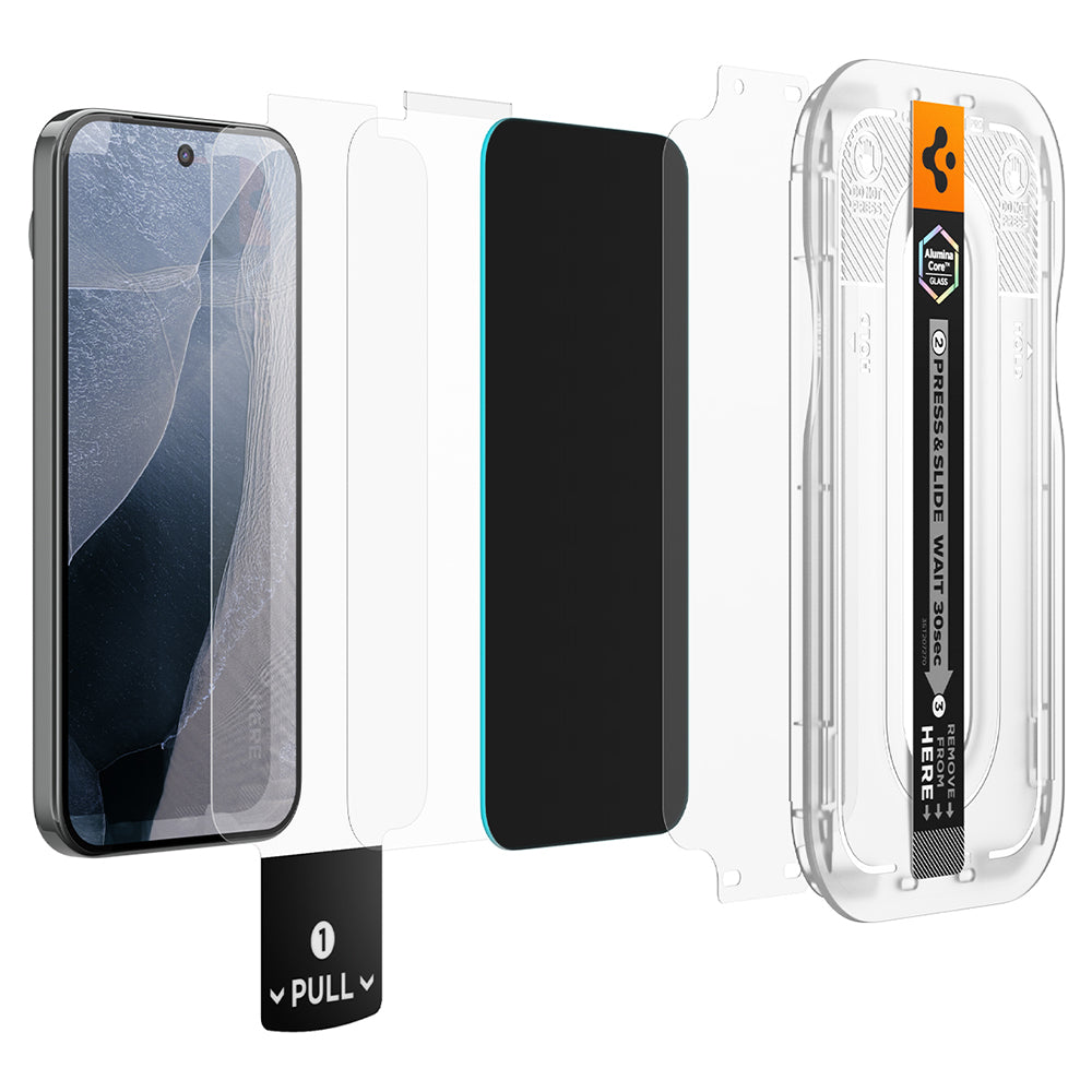 Zaštitna folija Ekran Privacy Spigen GlastR EZ FIT Pro za Google Pixel 11 / 10, Kaljeno Staklo, Full Glue, Set 2 komada AGL11546