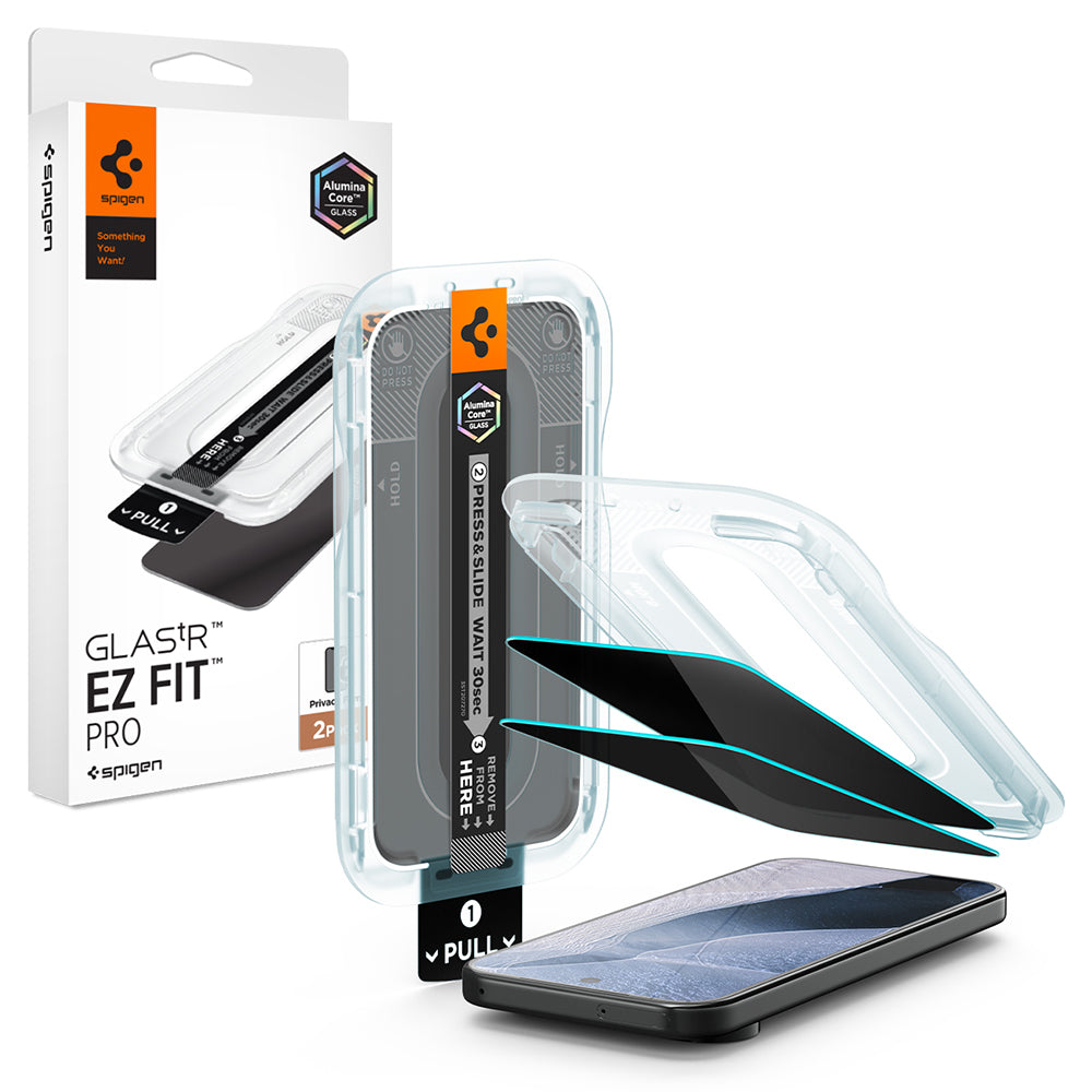 Zaštitna folija Ekran Privacy Spigen GlastR EZ FIT Pro za Google Pixel 11 Pro / 10 Pro, Kaljeno Staklo, Full Glue, Set 2 komada AGL11481