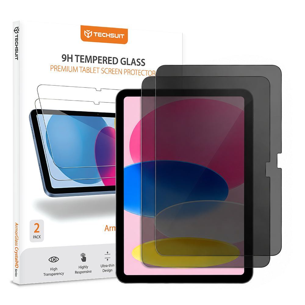 Zaštitna folija za ekran Privacy Techsuit ArmorGlass CrystalHD za Apple iPad (2025) / (2022), Kaljeno staklo, Full Glue, Set od 2 komada