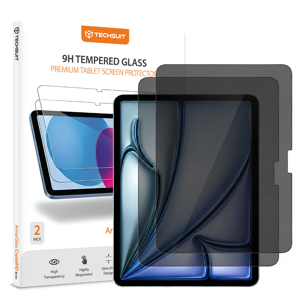 Zaštitna folija Ekran Privacy Techsuit ArmorGlass CrystalHD za Apple iPad Air 11 (2026), Kaljeno staklo, Full Glue, Set 2 komada