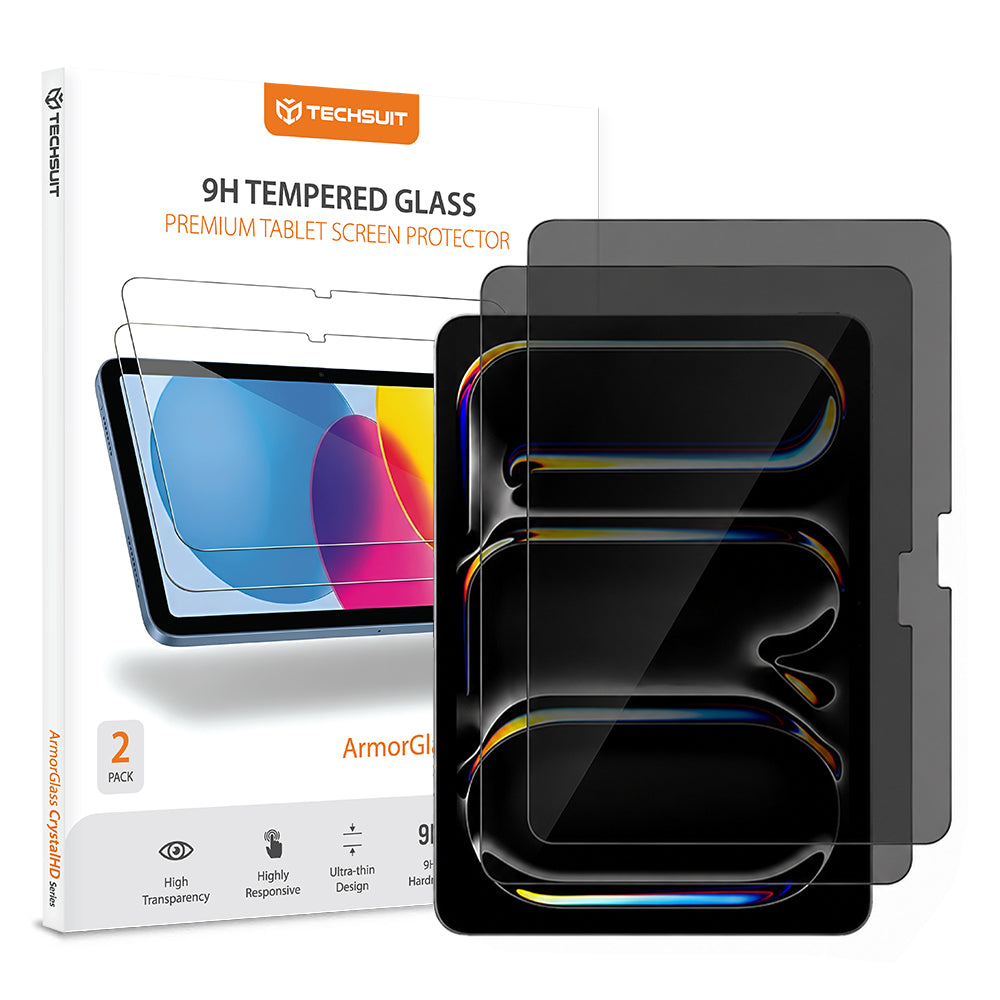 Zaštitna folija Ekran Privacy Techsuit ArmorGlass CrystalHD za Apple iPad Pro 11 (2024), Kaljeno Staklo, Full Glue, Set 2 komada