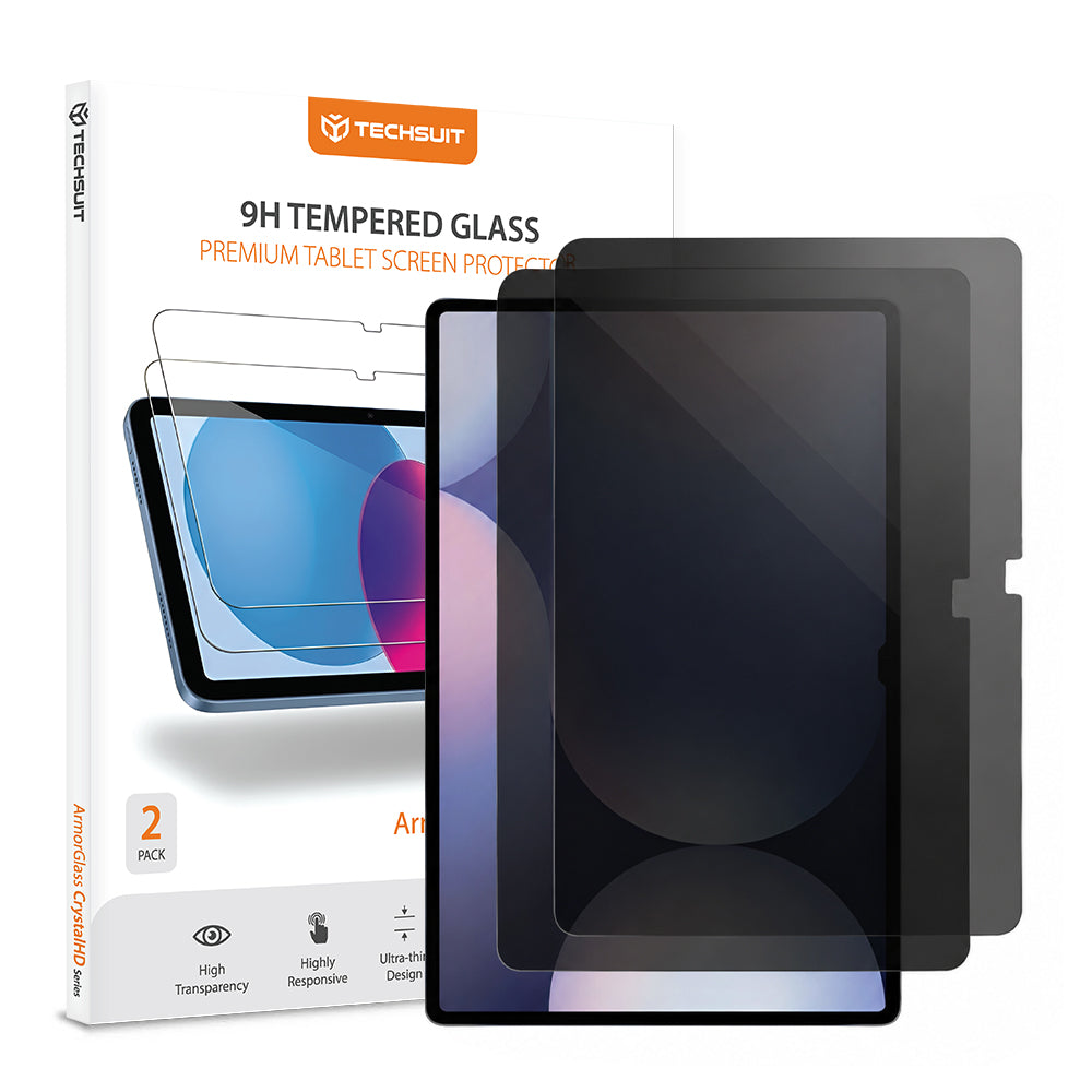 Zaštitna folija Ekran Privacy Techsuit ArmorGlass CrystalHD za Samsung Galaxy Tab S10+ / Tab S9 FE+, Kaljeno Staklo, Full Glue, Set 2 komada