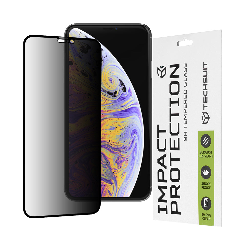 Zaštitna folija za ekran Privacy Techsuit za Apple iPhone 11 Pro Max / XS Max, Kaljeno staklo, Full Glue, 111D
