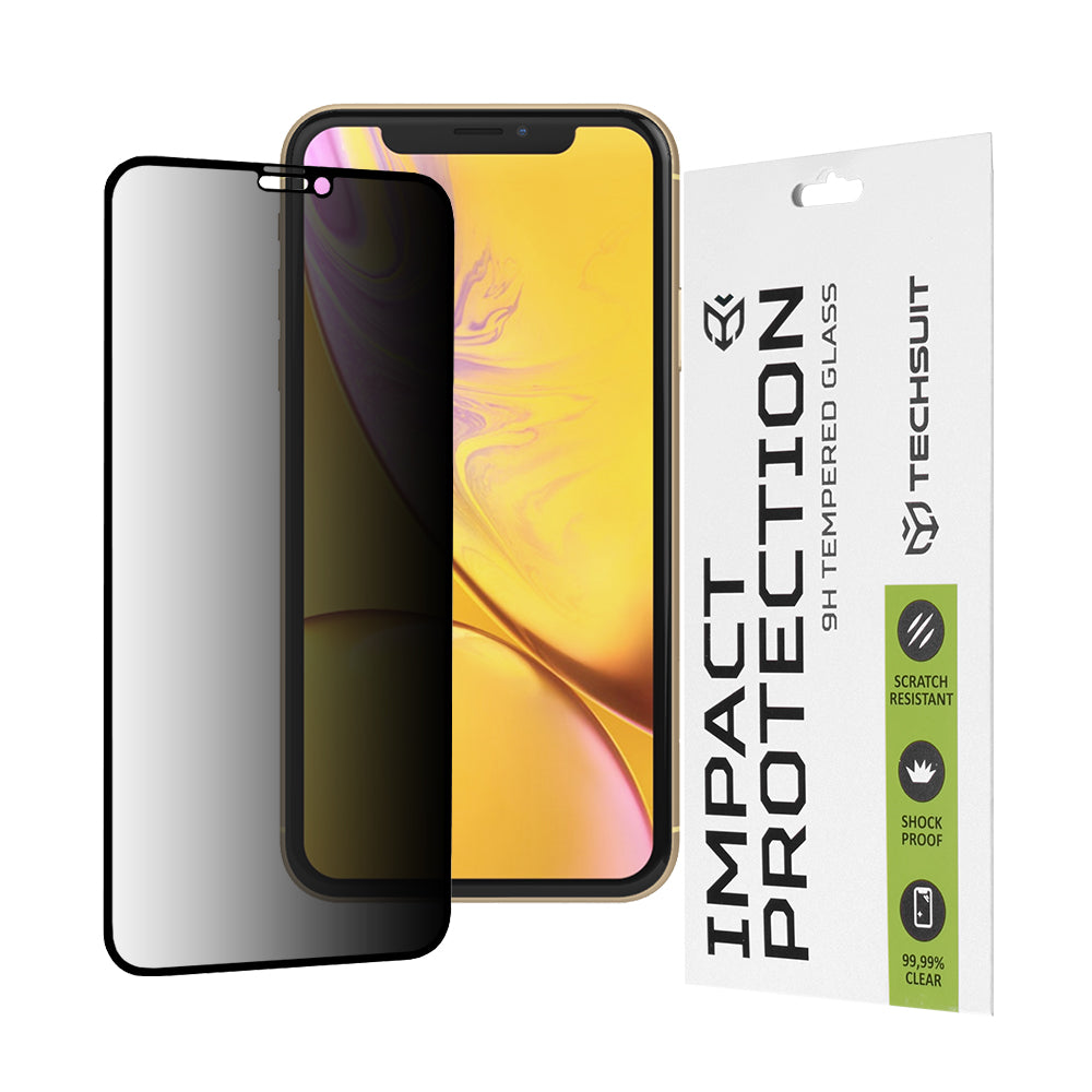 Zaštitna folija Ekran Privacy Techsuit za Apple iPhone 11 / XR, Kaljeno Staklo, Full Glue, 111D