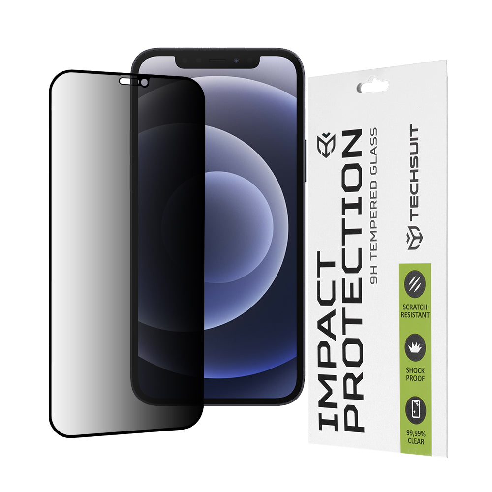 Zaštitna folija za ekran Privacy Techsuit za Apple iPhone 12 / 12 Pro, Kaljeno staklo, Full Glue, 111D