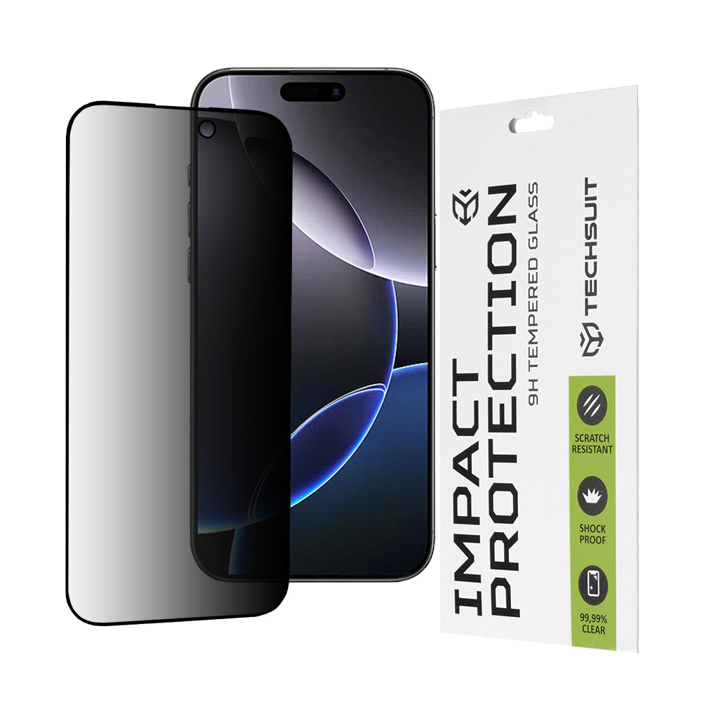 Zaštitna folija za ekran Privacy Techsuit za Apple iPhone 16 Pro Max, Kaljeno staklo, Full Glue, 111D