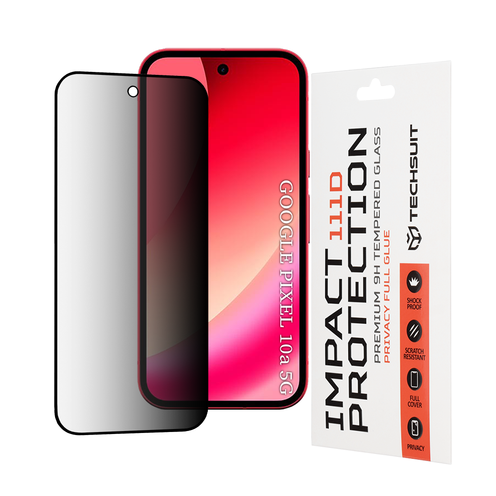 Folija za zaštitu ekrana Privacy Techsuit za Google Pixel 10a, Kaljeno staklo, Full Glue, 111D
