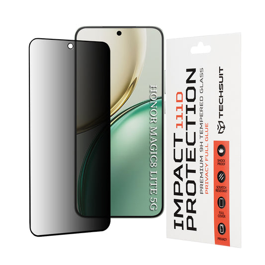 Folija za zaštitu ekrana Privacy Techsuit za Honor Magic8 Lite, Kaljeno staklo, 111D