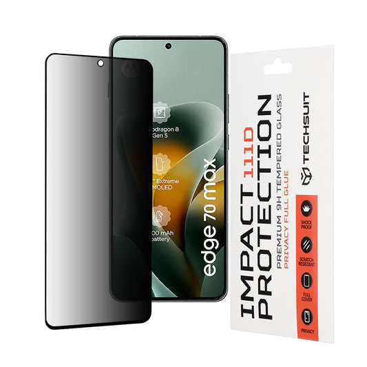 Zaštitna folija za ekran Privacy Techsuit za Motorola Edge 70 Max, Kaljeno staklo, Full Glue, 111D