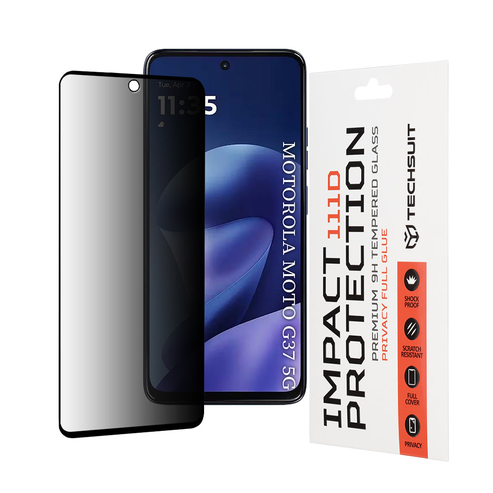 Zaštitna folija Ekran Privacy Techsuit za Motorola Moto G47 / G37 Power / G37, Kaljeno Staklo, Full Glue, 111D
