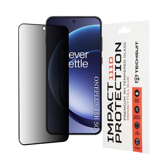 Folija za zaštitu ekrana Privacy Techsuit za OnePlus 15R, Kaljeno staklo, Full Glue, 111D